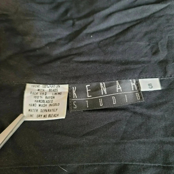 Kenar Black vest  Jacket Sleeveless With front Bead  Size S Buttons Down women's - Picture 7 of 8